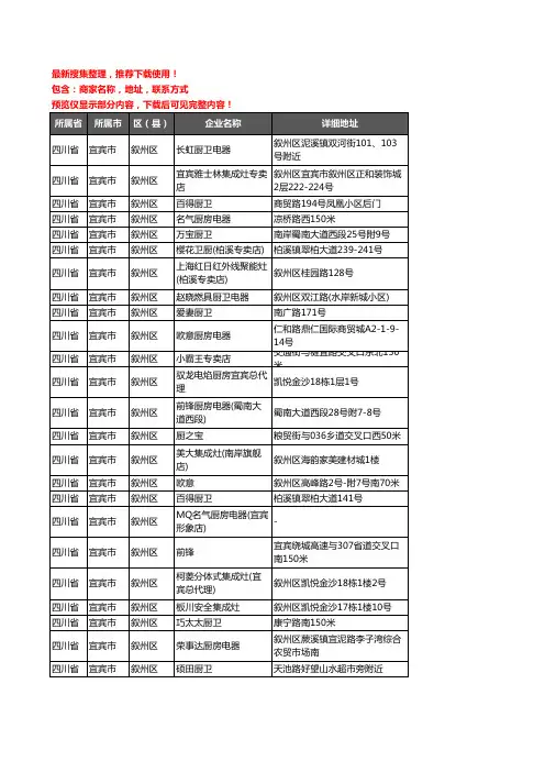 新版四川省宜宾市叙州区橱柜企业公司商家户名录单联系方式地址大全127家
