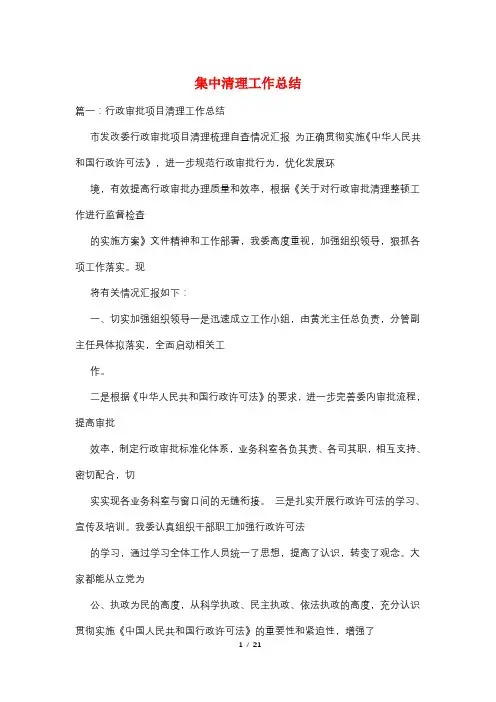集中清理工作总结