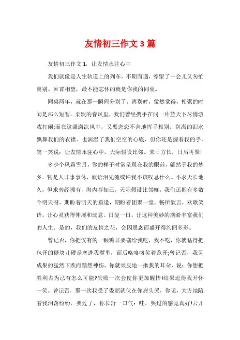 友情初三作文3篇