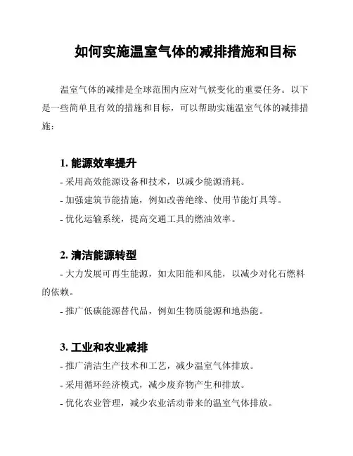 如何实施温室气体的减排措施和目标
