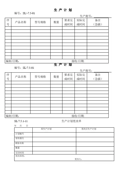 生产计划通知单