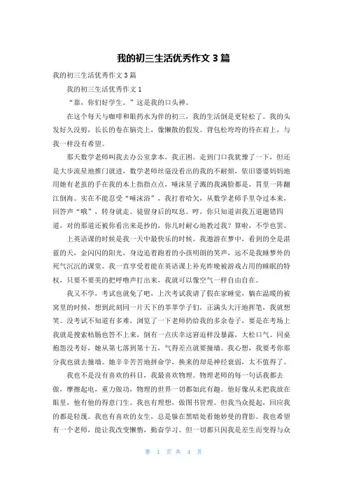 我的初三生活优秀作文3篇
