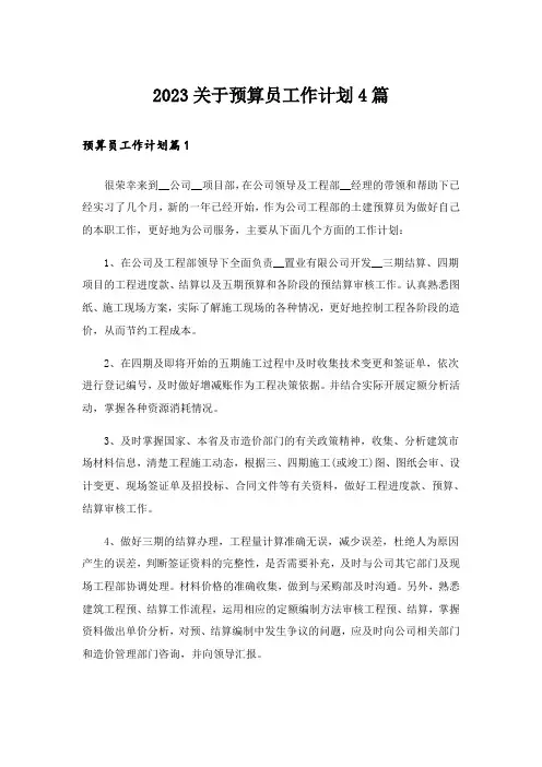 2023关于预算员工作计划4篇