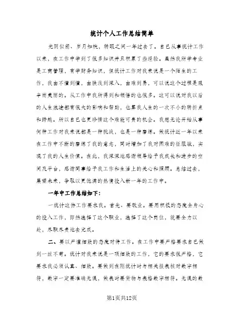 统计个人工作总结简单(4篇)