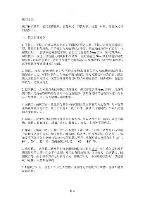 铣刀分类