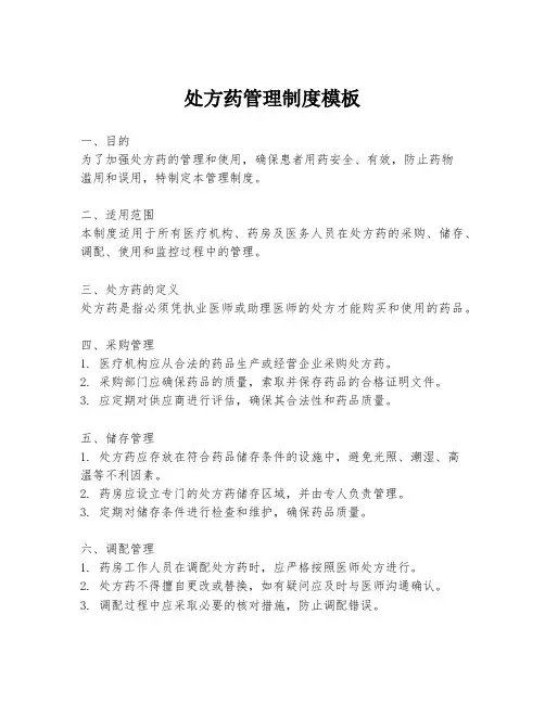 处方药管理制度模板