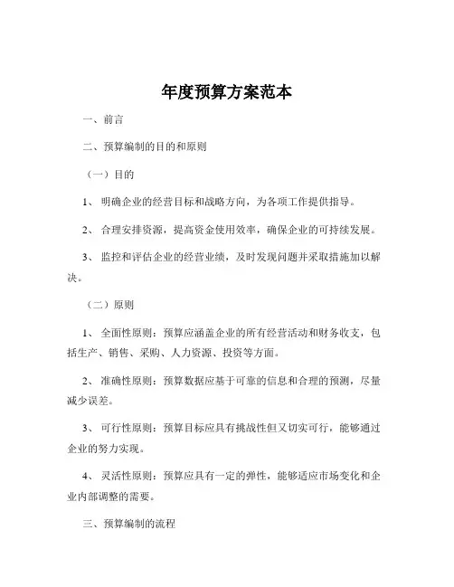 年度预算方案范本