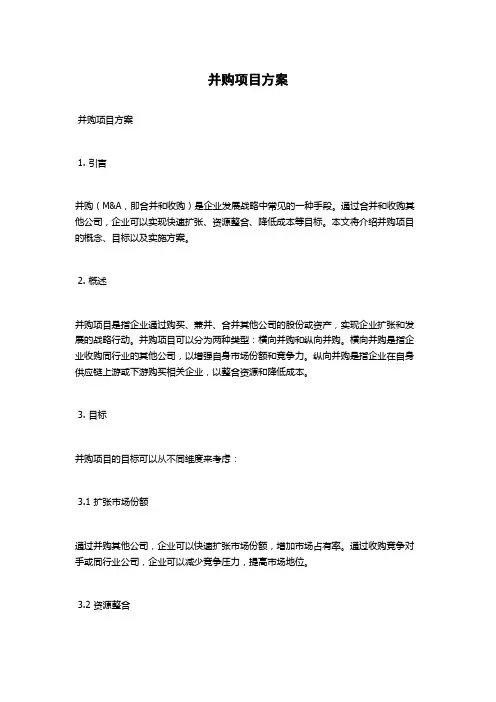 并购项目方案