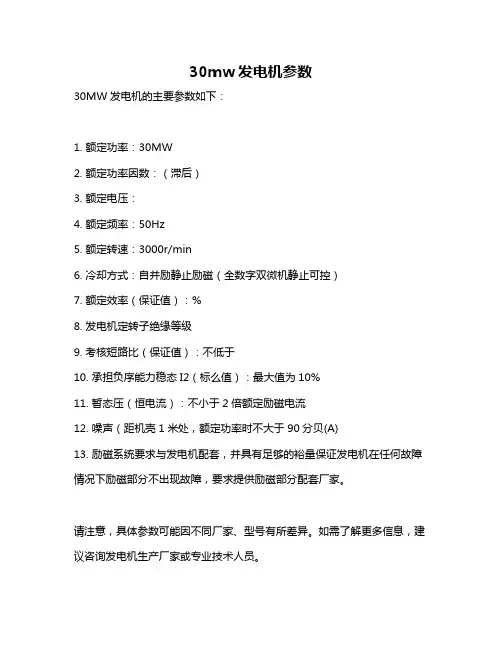 30mw发电机参数
