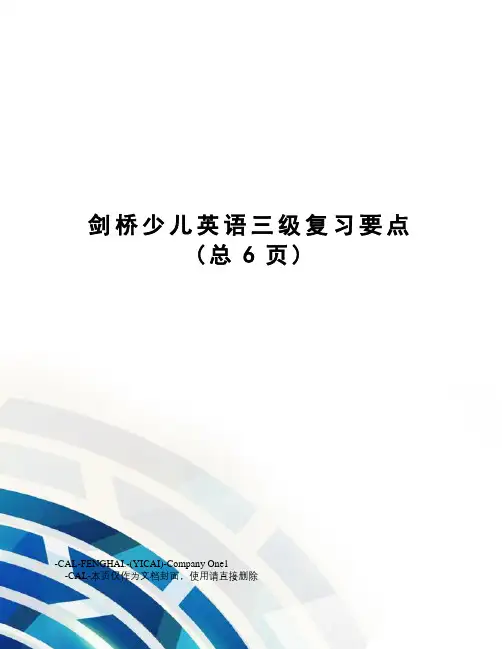 剑桥少儿英语三级复习要点