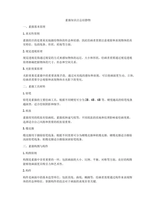 素描知识点总结静物
