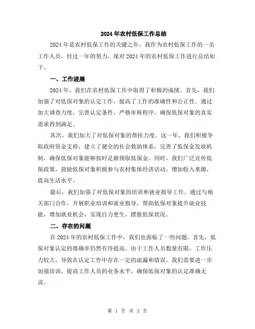 2024年农村低保工作总结