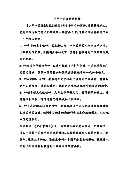 少年中国说意思解释简单