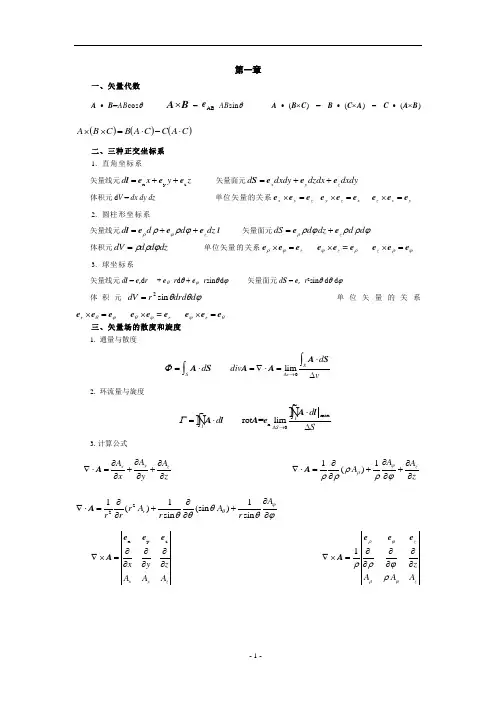 电磁场与电磁波基础知识总结.