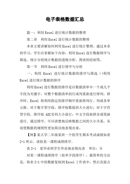 电子表格数据汇总