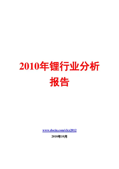 锂行业分析报告2010
