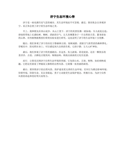 济宁生态环境心得