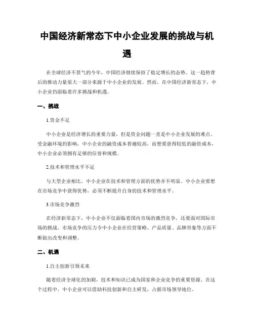 中国经济新常态下中小企业发展的挑战与机遇