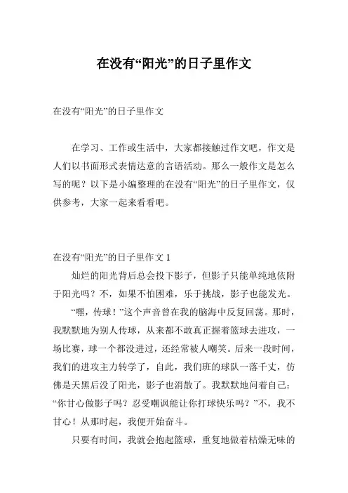 在没有“阳光”的日子里作文