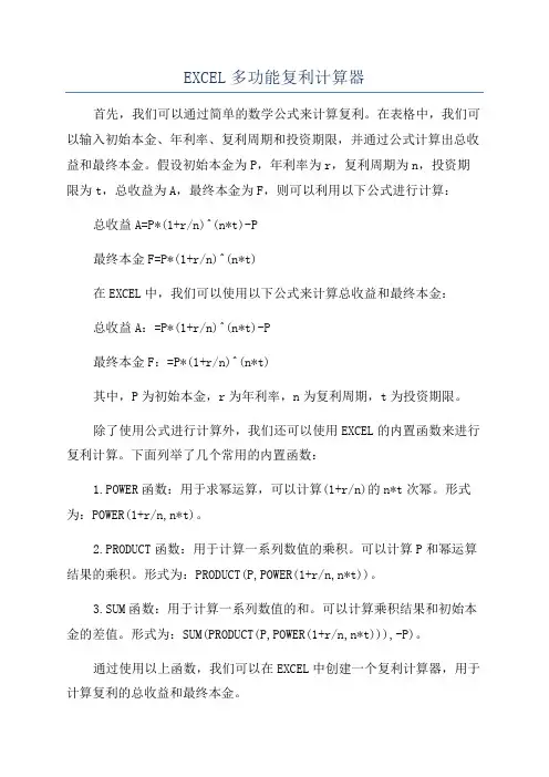 EXCEL多功能复利计算器