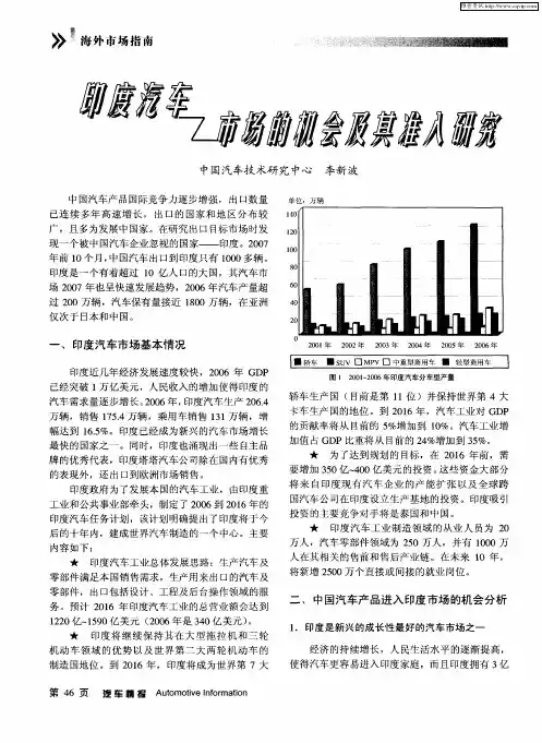 印度汽车市场的机会及其准入研究