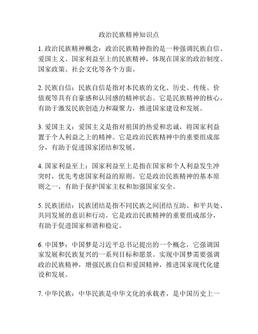 政治民族精神知识点