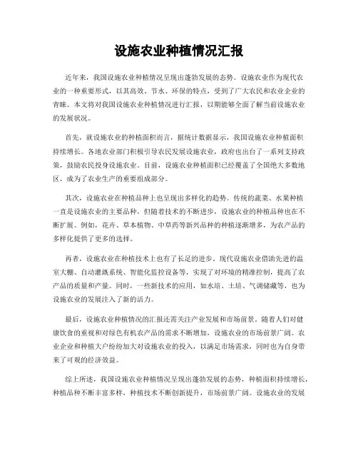 设施农业种植情况汇报