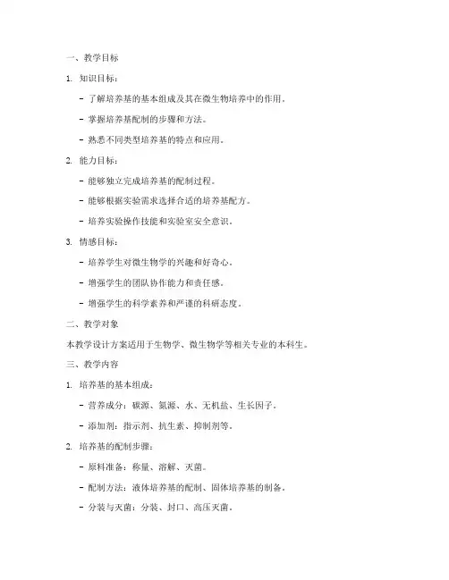 培养基配制教学设计方案