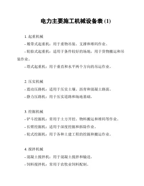 电力主要施工机械设备表 (1)