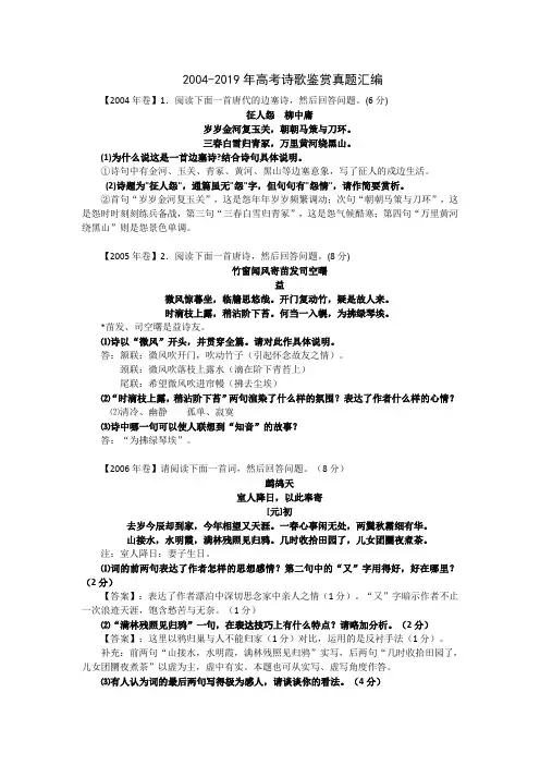 2004_2019江苏高考诗歌真题汇编