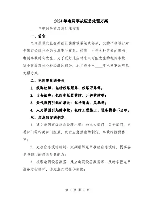 2024年电网事故应急处理方案