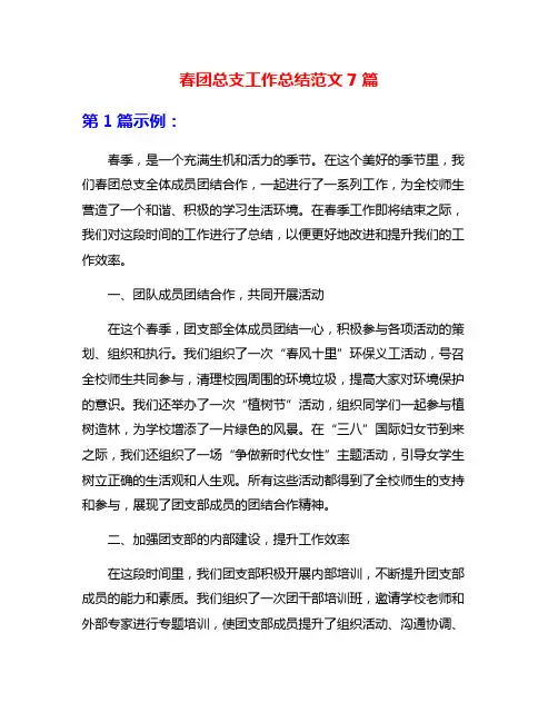 春团总支工作总结范文7篇