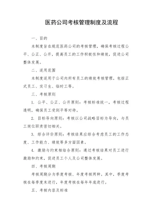 医药公司考核管理制度及流程