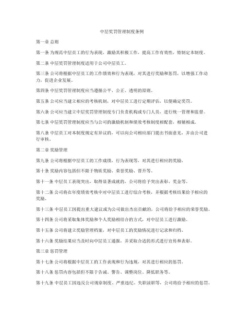 中层奖罚管理制度条例
