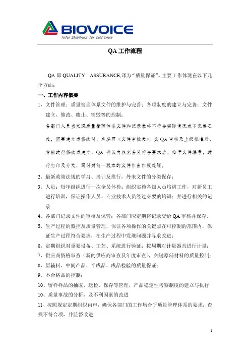 QA工作流程及职责权限