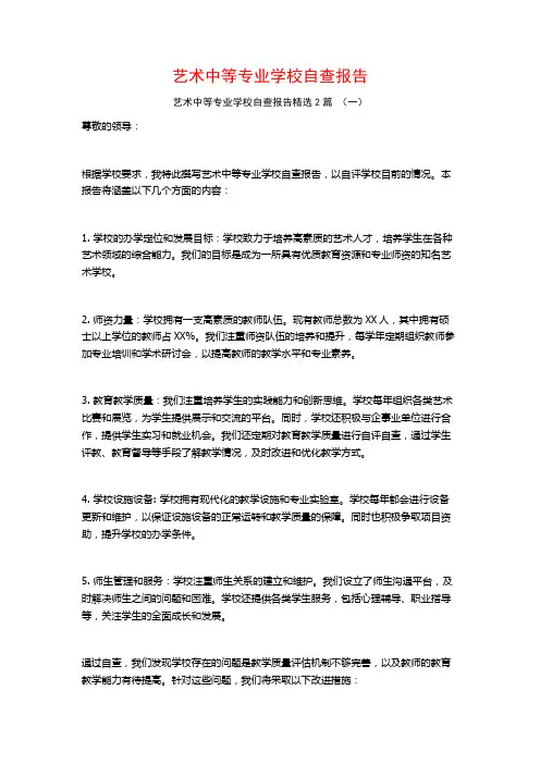 艺术中等专业学校自查报告2篇