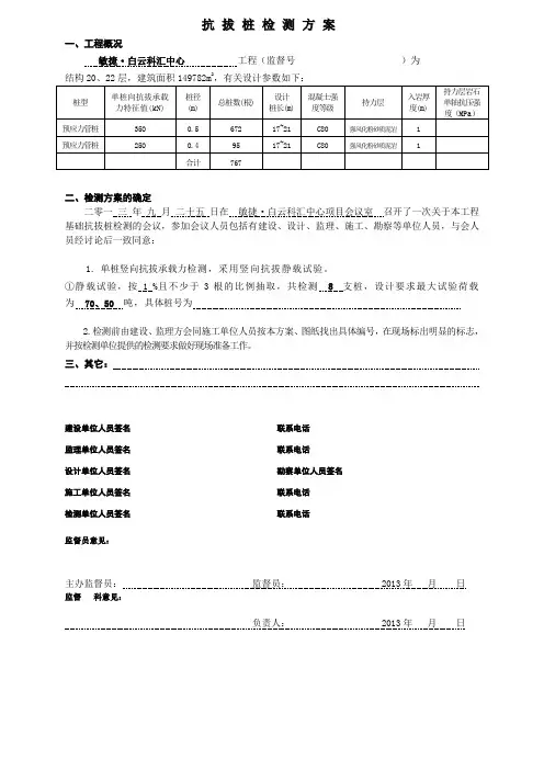 抗拔桩检测方案
