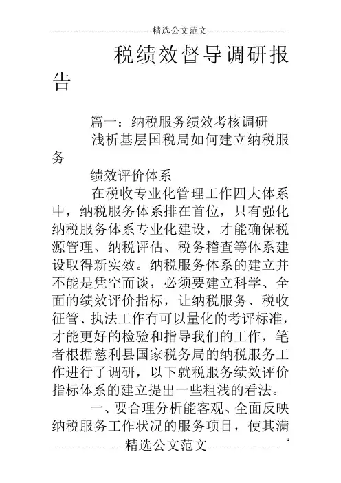 税绩效督导调研报告