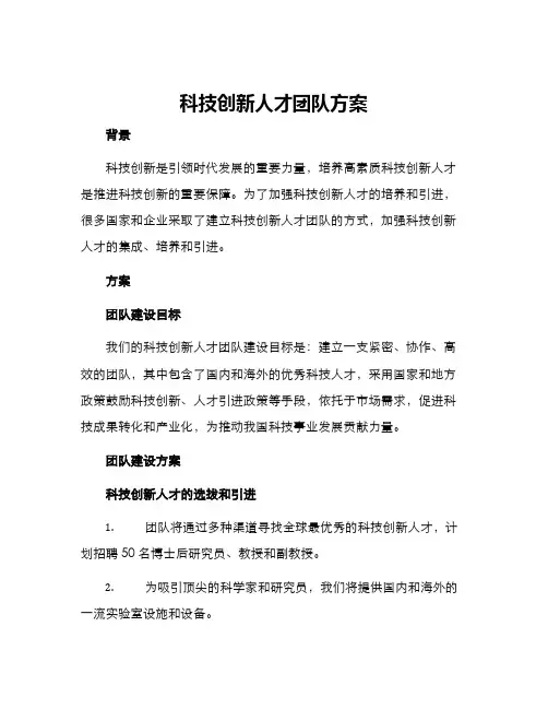 科技创新人才团队方案