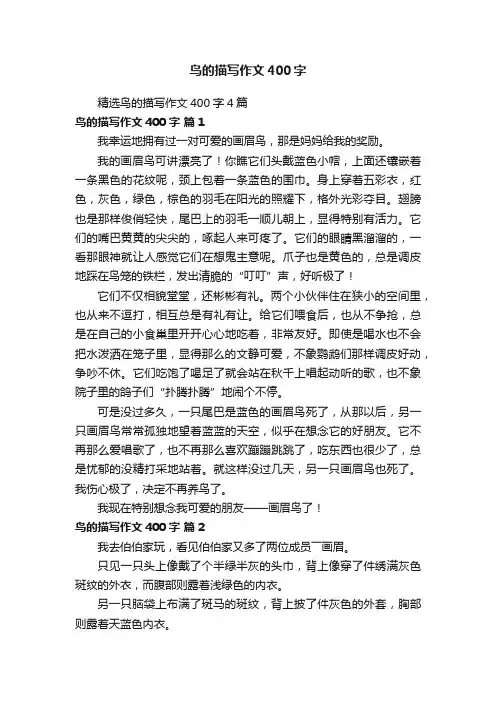 鸟的描写作文400字