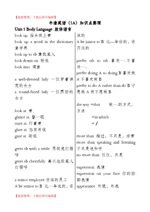 高一英语牛津词汇整理(精品资料).doc