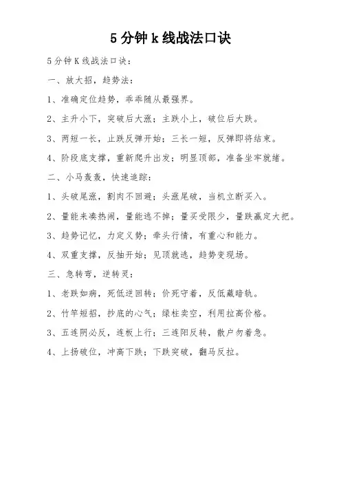 5分钟k线战法口诀