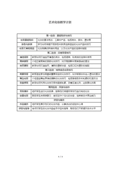 艺术化妆教学计划