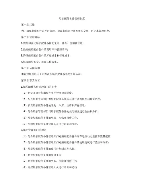 船舶配件备件管理制度