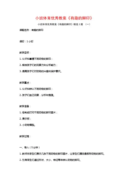 小班体育优秀教案《有趣的脚印》3篇
