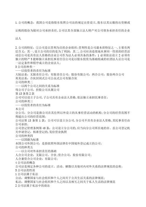 公司法知识点