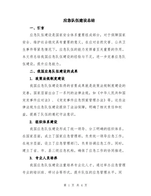 应急队伍建设总结