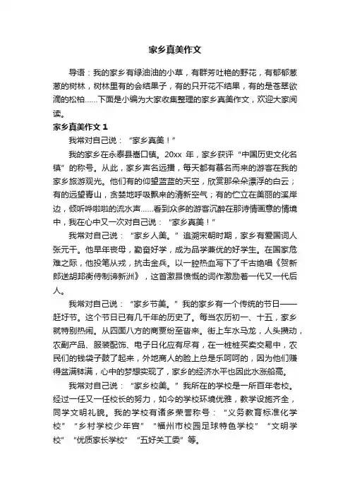 家乡真美作文5篇