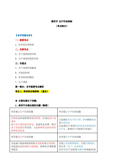 中级经济师-工商、第四章生产管理与控制(三)