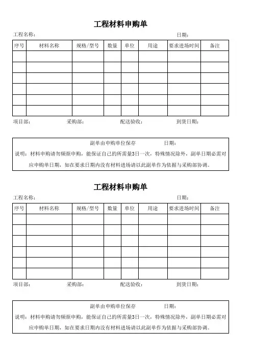 工程材料申购单